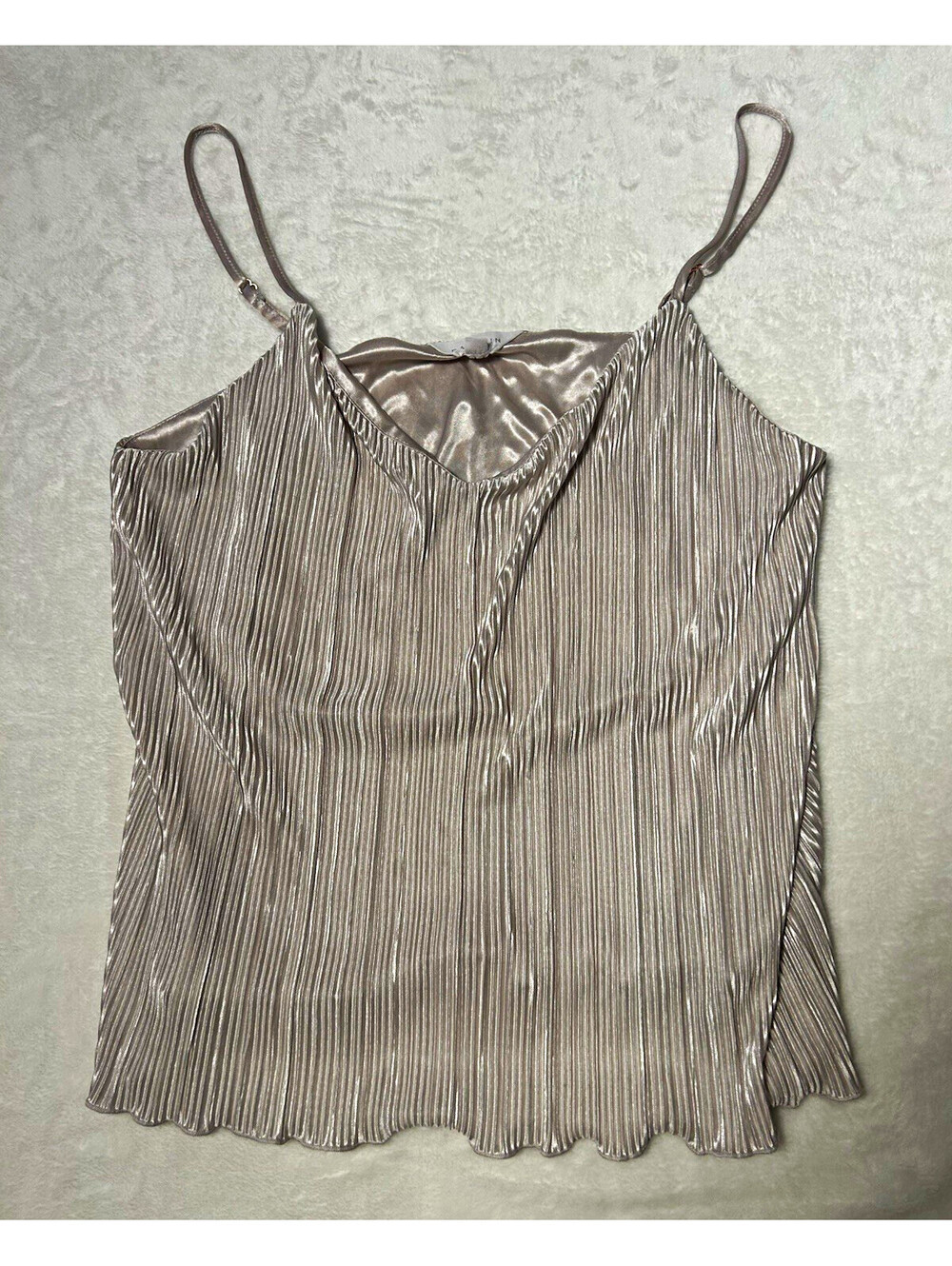 Danskin Women's XL Silver Solid Pleated Stretch Polyester Camisole Tank Top